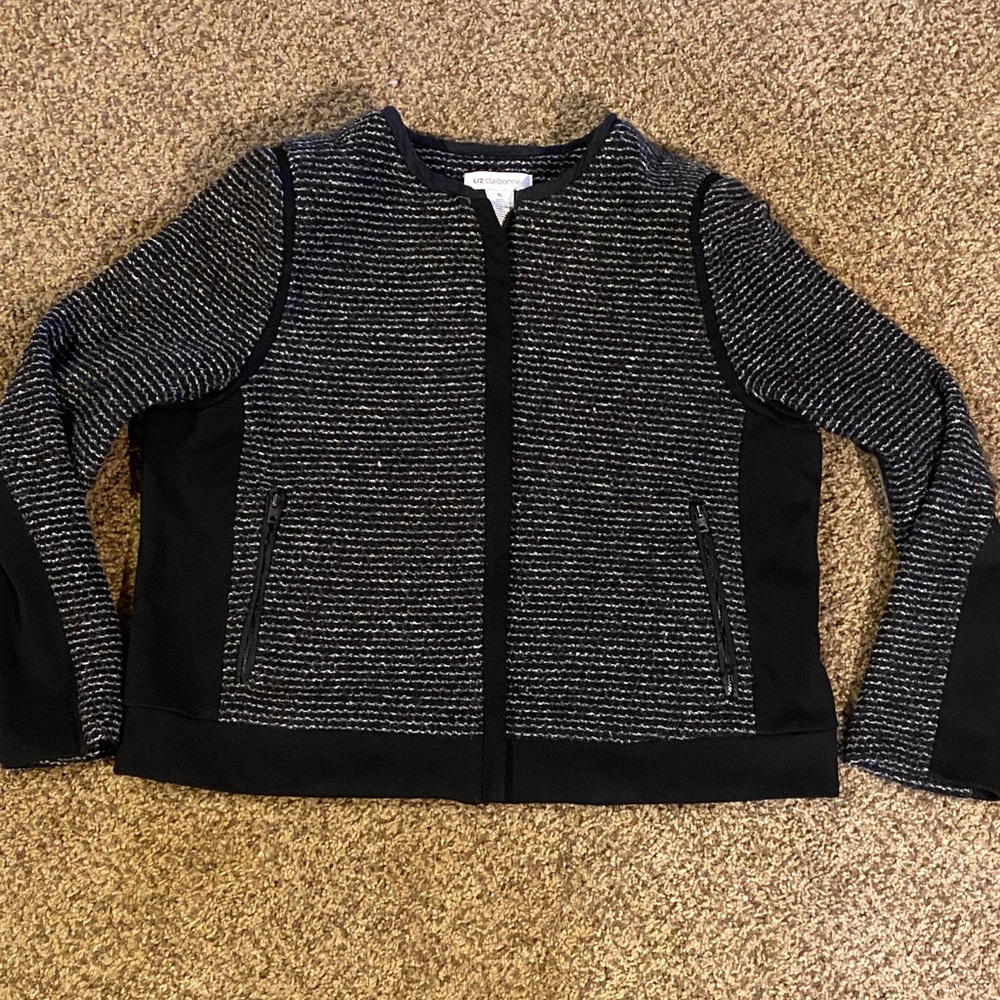Liz Claiborne Black and White Knit lined Jacket Size CL